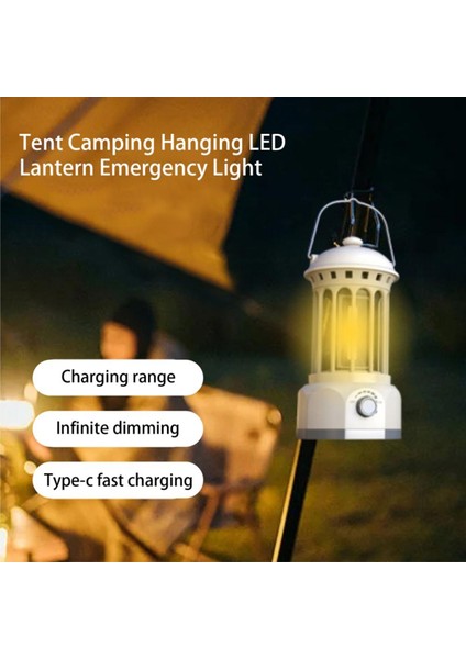 Şarj Edilebilir Cob Kamp Lambası Retro Stil Çadır Asılı Fener Lambası Yürüyüş Akşam Partisi Için, Boyut: L-Beyaz (Yurt Dışından) indirimleri