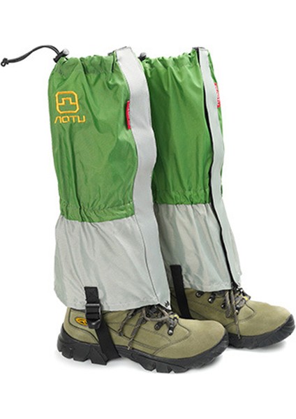 Aotu 1 Çift Su Geçirmez Kar Tozluğu Açık Hava Tırmanışı Kayak Naylon Ekose Kumaş Bacak Tozluğu Kılıfı-Yeşil (Yurt Dışından)