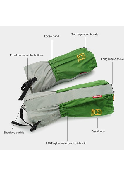 Aotu 1 Çift Su Geçirmez Kar Tozluğu Açık Hava Tırmanışı Kayak Naylon Ekose Kumaş Bacak Tozluğu Kılıfı-Yeşil (Yurt Dışından) fırsatları