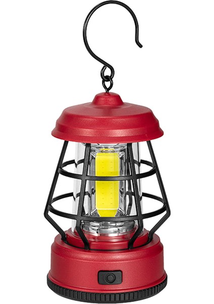 Vintage Taşınabilir Açık Hava Kamp Lambası Çadır Feneri Askılı Lamba, Kuru Pille Çalışır-Kırmızı (Yurt Dışından)