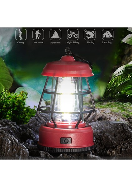Vintage Taşınabilir Açık Hava Kamp Lambası Çadır Feneri Askılı Lamba, Kuru Pille Çalışır-Kırmızı (Yurt Dışından) modelleri