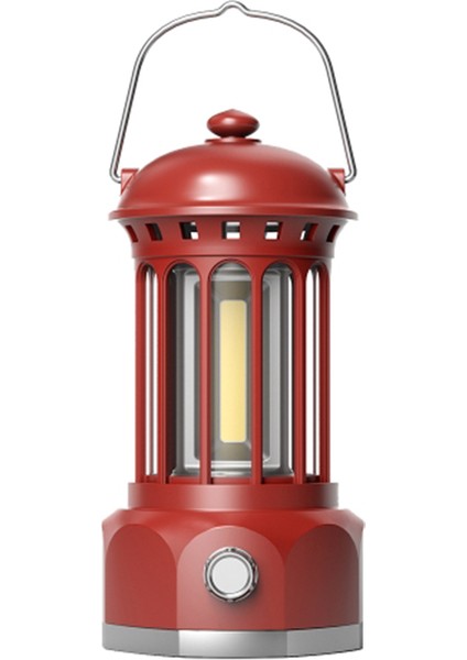 Şarj Edilebilir Cob Kamp Lambası Retro Stil Çadır Asılı Işık Fener Lambası Yürüyüş Akşam Partisi Için, Boyut: L-Kırmızı (Yurt Dışından)