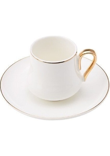 Helios Beyaz Desensiz Porselen Kahve Fincan Takımı 12 Parça 6 Kişilik – Zarif ve Şık Sunumlar İçin