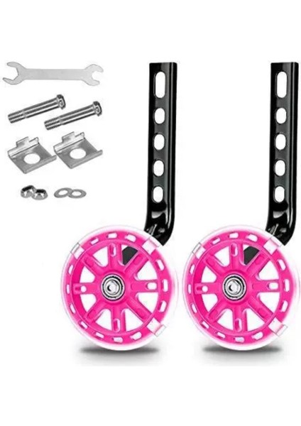 Çocuklar Için Bisiklet Eğitim Tekerlekleri Bisiklet Ayarlanabilir Sabitleyici, 12 14 16 18 20 Inç Çocuk Bisikleti Için Uygun-Pembe (Yurt Dışından)
