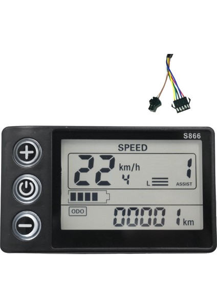 24V-60V S866 Denetleyici Paneli Pano Su Geçirmez Elektrikli Bisiklet LCD Ekran Elektrikli E-Bisiklet Scooter Için (Sm Fiş) (Yurt Dışından)