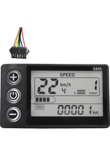 24V 36V 48V 60V S866 Kontrol Paneli Pano Elektrikli Bisiklet LCD Ekran Elektrikli E-Bisiklet Scooter Için (Sm Fiş 6pın) (Yurt Dışından)