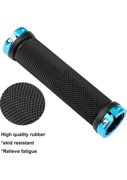 Bisiklet Tutacakları, Alüminyum Çift Kilitli Bisiklet Tutacakları, Dağ Bisikleti Gidonu Kauçuk Bisiklet Tutacak Koruyucusu - Mavi (Yurt Dışından) indirimleri