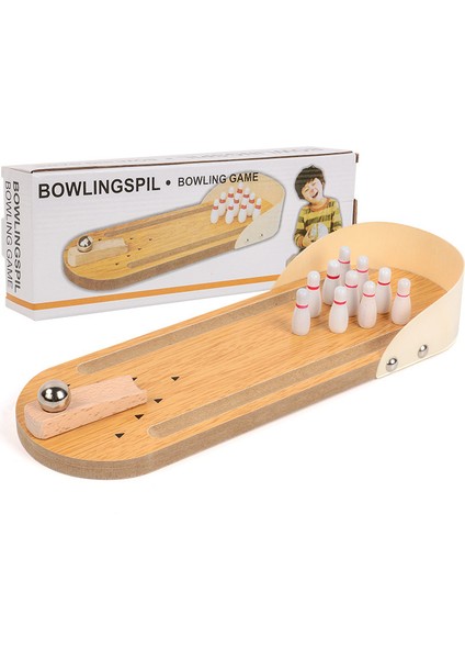 Erken Eğitim, Zeka Geliştirici 3-6 Yaş Bebek-Ebeveyn Etkileşimli Oyun, Ahşap Minyatür Mini Bowling (Yurt Dışından)