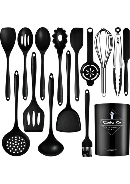 Silikon Yapışmaz Kürek Kaşık Yoğun Kaşık Mutfak Aletleri 15 Adet Set (Yurt Dışından)