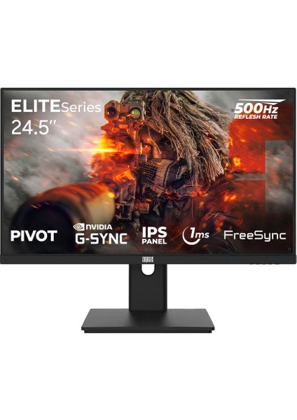 Elıteseries E245FHD500 1ms Fhd 500Hz 1920X1080 24.5" Freesync G-Sync IPS Pivot Oyuncu Monitörü