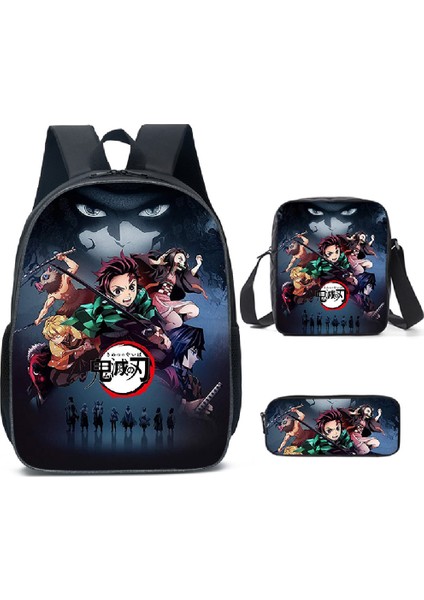 Öğrenci Okul Çantası 3 Parçalı Demon Slayer Kimetsu Yaiba Okul Çantası (Yurt Dışından)