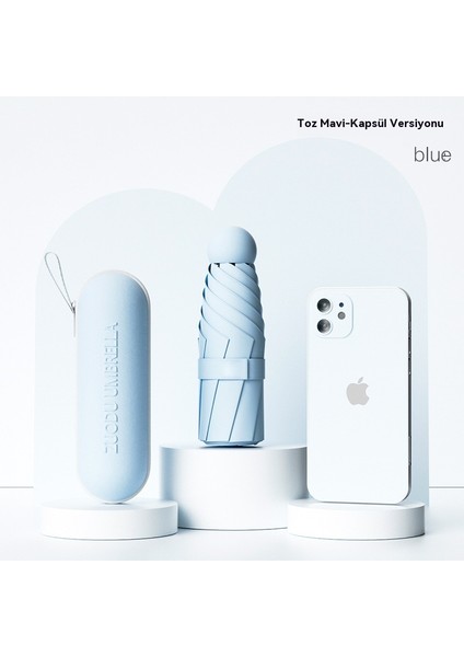 Mini Kompakt Taşınabilir Güneş Koruyucu Şemsiye Çift Amaçlı Uv Koruyucu Kapsül Şemsiye (Yurt Dışından)