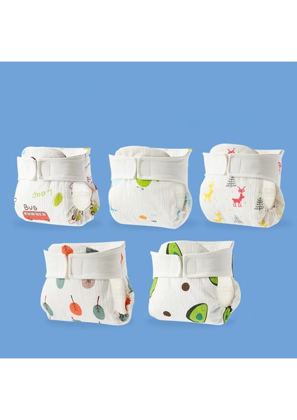 Bebek Yıkanabilir Pamuklu Gazlı Bez Bebek Bezi Yan Sızıntı Bebek Bezi Pantolon 5pcs Önleme (Yurt Dışından)