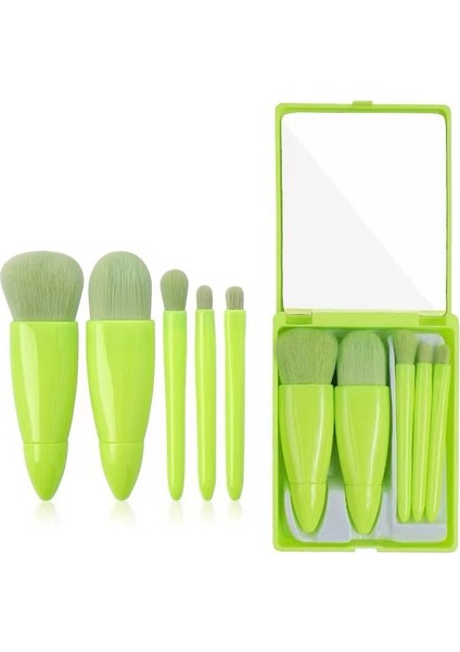 Ayna ile Mini Çok Fonksiyonlu Taşınabilir 5 Makyaj Fırça Seti (Yurt Dışından)