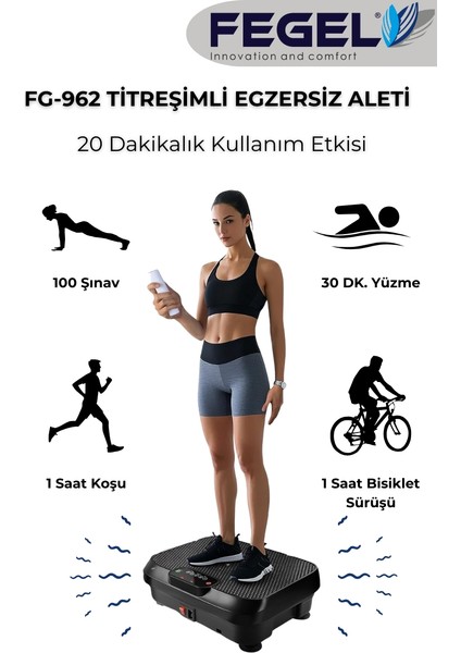 FG-962 Titreşimli Spor ve Egzersiz Aleti – 99 Kademe, Uzaktan Kumandalı, Direnç BANTLI,120 kg