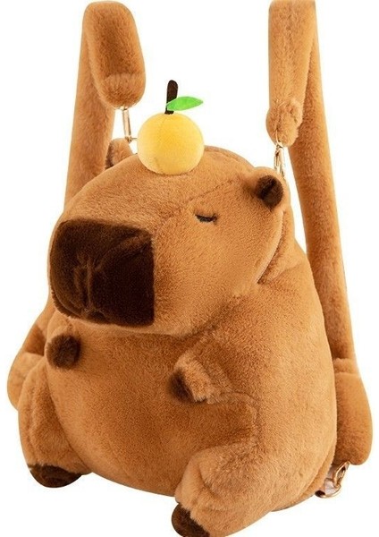 Capibala Peluş Büyük Kapasiteli Sevimli Portakal Kapibara Sırt Çantası (Yurt Dışından)