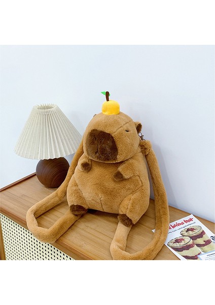 Capibala Peluş Büyük Kapasiteli Sevimli Portakal Kapibara Sırt Çantası (Yurt Dışından) fırsatları