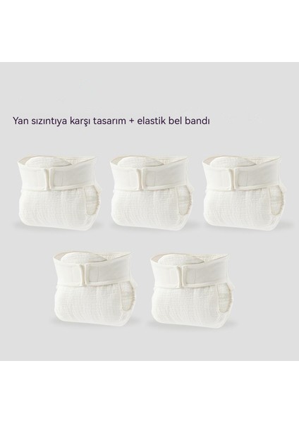 Bebek Yıkanabilir Pamuklu Gazlı Bez Bebek Bezi Yan Sızıntı Bebek Bezi PANTOLON5PCS Önleme (Yurt Dışından)