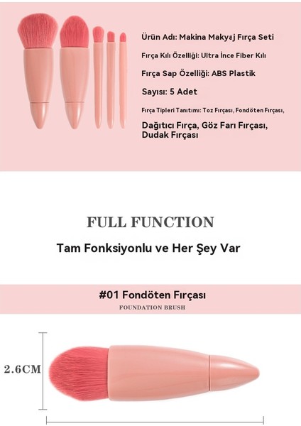 Ayna ile Mini Çok Fonksiyonlu Taşınabilir 5 Makyaj Fırça Seti (Yurt Dışından) modelleri