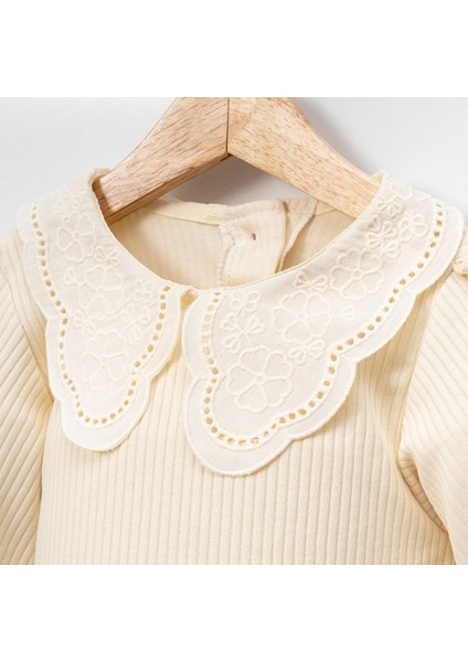 Dantel Bebe Yaka Fırfırlı 2ip Kız Çocuk Uzun Kollu Sweatshirt - %100 Pamuklu fırsatları