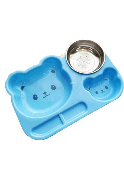 Çocuk Karikatür Ayı 304 Paslanmaz Çelik Plastik Bölmeli Tabak Yemek Tabağı (Yurt Dışından)