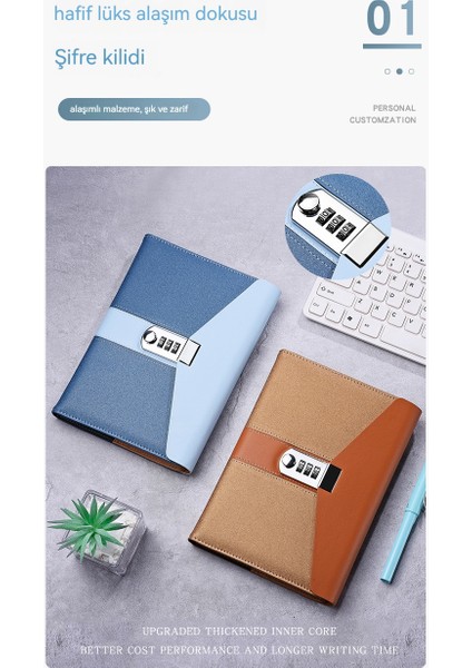 Kilitli Günlük Kalın Kod Defteri (Yurt Dışından)