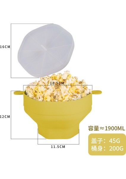 Kapaklı 1900ML Silikon Geri Çekilebilir Patlamış Mısır Kase (Yurt Dışından)