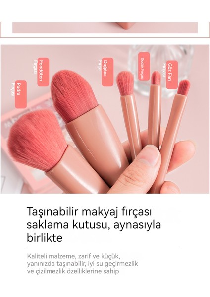 Ayna ile Mini Çok Fonksiyonlu Taşınabilir 5 Makyaj Fırça Seti (Yurt Dışından) fiyatları