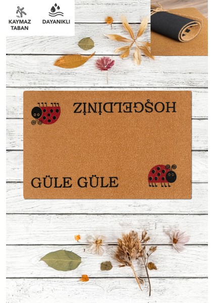 Hoşgeldiniz, Güle Güle, Uğur Böceği, Kaymaz Paspas,kapı Önü Paspası, Dayanıklı Dış Kapı Önü Paspas