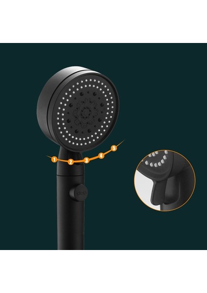 Yüksek Basınçlı Duş Başlığı 5 Modlu Ayarlanabilir Duş Başlığı Su Tasarrufu Sağlayan Tek Tuşla Durdurma Başlığı Banyo Aksesuarları (Yurt Dışından) fiyatları