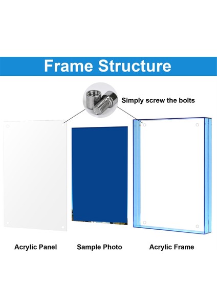 8,5X11 Resim Çerçevesi, Çarpıcı Renkli Akrilik Yüzen Fotoğraf Çerçevesi, Yatay ve Dikey Formatlarda Sergileme, Mavi (Yurt Dışından) fiyatları