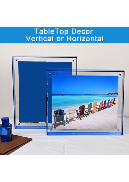 8,5X11 Resim Çerçevesi, Çarpıcı Renkli Akrilik Yüzen Fotoğraf Çerçevesi, Yatay ve Dikey Formatlarda Sergileme, Mavi (Yurt Dışından) fırsatları