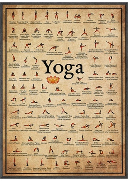Ashtanga Yoga Pozu Tablosu Tuval Baskı Vintage Spor Salonu Egzersiz Poster Duvar Sanatı Oturma Odası Dekorasyonu Için (Yurt Dışından)