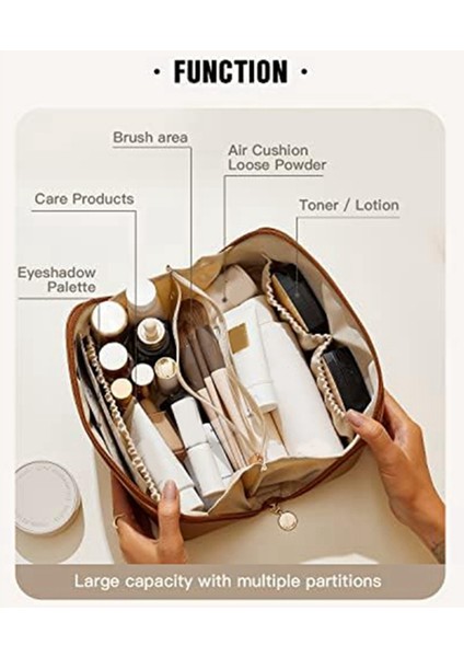 Seyahat Makyaj Çantası, Su Geçirmez Taşınabilir Kese, Açık Düz Tuvalet Çantası, Makyaj Düzenleyici, Bölücü ve Saplı (Pembe) (Yurt Dışından)