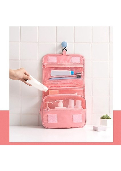 Askılı Tuvalet Çantası, Tuvalet Çantası, Su Geçirmez Büyük Kapasiteli Seyahat Boyu Tuvalet Malzemeleri, Makyaj Düzenleyici Çanta Pembe (Yurt Dışından) modelleri