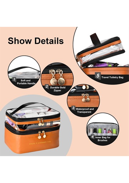 Büyük Katlı Seyahat Makyaj Çantaları, Şeffaf Makyaj Çantası Düzenleyici Cilt Bakım Çantası Katlı Makyaj Düzenleyici Çanta Kahverengi (Yurt Dışından) modelleri