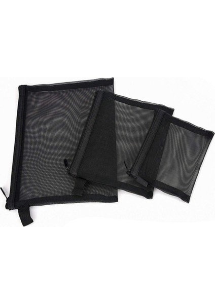 Fermuarlı File Çantalar, 3'lü Paket (K/o/b), Güzellik Makyaj Kozmetik Aksesuarları Düzenleyici, Seyahat Tuvalet Malzemeleri Seti Saklama Kesesi, Siyah (Yurt Dışından)