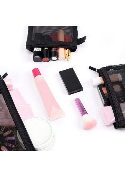Fermuarlı File Çantalar, 3'lü Paket (K/o/b), Güzellik Makyaj Kozmetik Aksesuarları Düzenleyici, Seyahat Tuvalet Malzemeleri Seti Saklama Kesesi, Siyah (Yurt Dışından) indirimleri