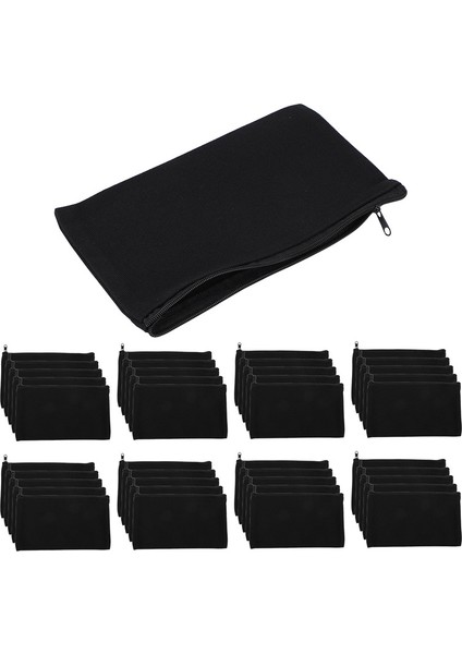 40 Adet Kanvas Kalemlik Fermuarlı Makyaj Çantaları Boş El Sanatları Kendin Yap Çantaları Çok Amaçlı Tuvalet Malzemeleri Kırtasiye Saklama Çantaları (Siyah) (Yurt Dışından) fırsatları