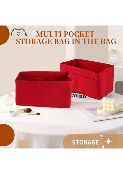 Red Home Saklama Çantası Çanta Düzenleyici Keçe Iç Çanta Makyaj Düzenleyici Iç Çanta Taşınabilir Kozmetik Çantaları Saklama Tote (Yurt Dışından) indirimleri