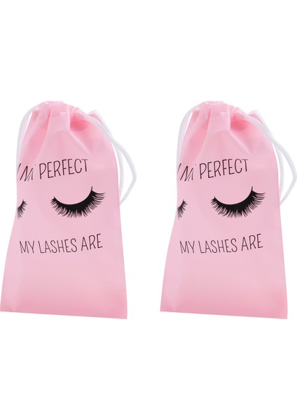 50 Adet Çanta Kirpik Ambalajı Plastik Makyaj Çantası Taşınabilir Tuvalet Çantası Kadınlar Için Siyah Bağcıklı (Yurt Dışından)