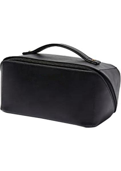 Seyahat Makyaj Çantası, Su Geçirmez Taşınabilir Kese, Açık Düz Tuvalet Çantası, Makyaj Düzenleyici, Bölücü ve Saplı (Siyah) (Yurt Dışından) fırsatları