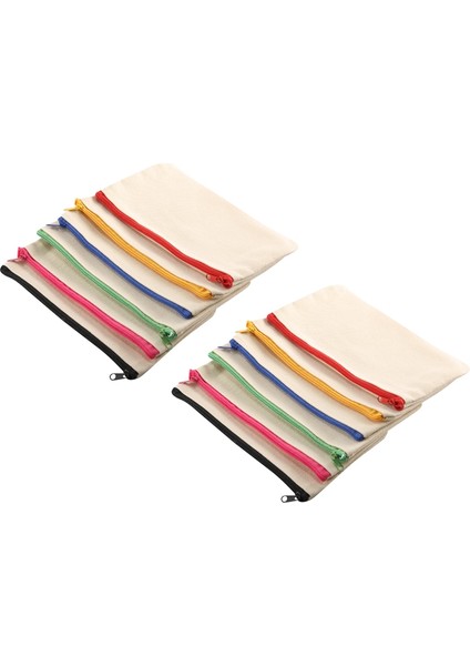 12'li Paket Boş Kanvas Makyaj Çantası, Çok Renkli Fermuarlı Toplu Kozmetik Çantaları, Kanvas Fermuarlı Kalem Kutusu, Kendin Yap El Sanatları (Yurt Dışından) fiyatları