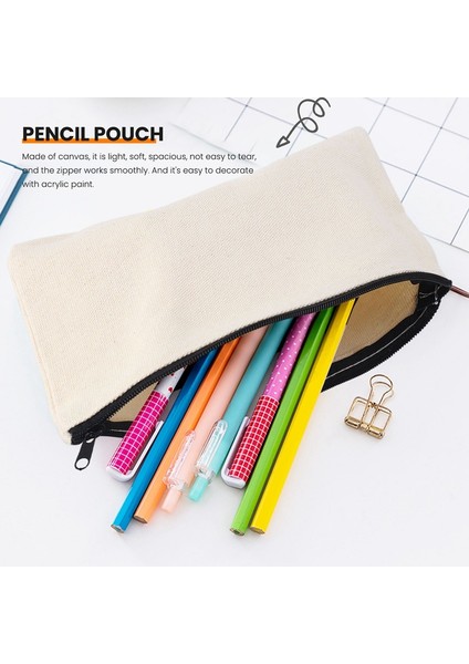 12'li Paket Boş Kanvas Makyaj Çantası, Çok Renkli Fermuarlı Toplu Kozmetik Çantaları, Kanvas Fermuarlı Kalem Kutusu, Kendin Yap El Sanatları (Yurt Dışından) modelleri
