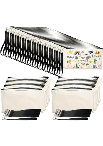 40'lı Paket Süblimasyon Baskı Için Tuval Kozmetik Çantaları, Süblimasyon Boş Kozmetik Çantaları Seyahat Tuvalet Malzemeleri Için Kendin Yap El Sanatları Çantaları (Yurt Dışından)