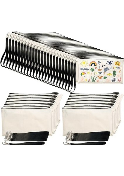 40'lı Paket Süblimasyon Baskı Için Tuval Kozmetik Çantaları, Süblimasyon Boş Kozmetik Çantaları Seyahat Tuvalet Malzemeleri Için Kendin Yap El Sanatları Çantaları (Yurt Dışından) fiyatları