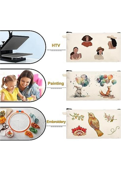 40'lı Paket Süblimasyon Baskı Için Tuval Kozmetik Çantaları, Süblimasyon Boş Kozmetik Çantaları Seyahat Tuvalet Malzemeleri Için Kendin Yap El Sanatları Çantaları (Yurt Dışından) modelleri