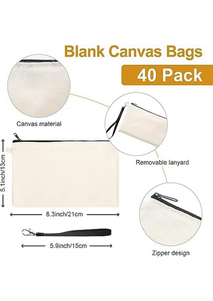 40'lı Paket Süblimasyon Baskı Için Tuval Kozmetik Çantaları, Süblimasyon Boş Kozmetik Çantaları Seyahat Tuvalet Malzemeleri Için Kendin Yap El Sanatları Çantaları (Yurt Dışından) fırsatları