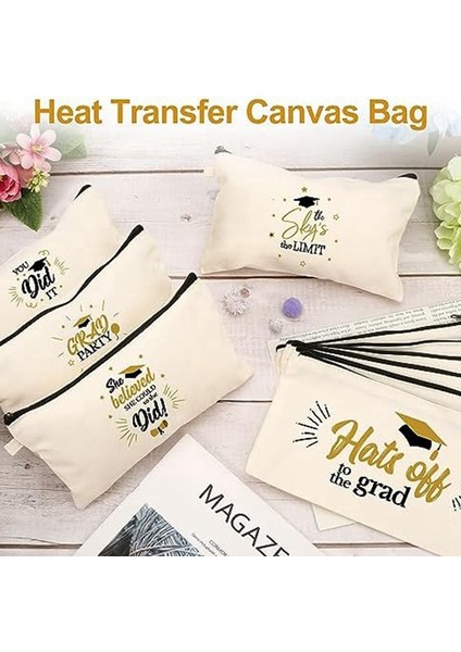 40'lı Paket Süblimasyon Baskı Için Tuval Kozmetik Çantaları, Süblimasyon Boş Kozmetik Çantaları Seyahat Tuvalet Malzemeleri Için Kendin Yap El Sanatları Çantaları (Yurt Dışından) indirimleri