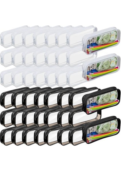 50 Adet Şeffaf Kalem Kutusu Şeffaf Kalem Kutusu Şeffaf Pvc Fermuarlı Kalem Çantası Büyük Seyahat Tuvalet Çantası Makyaj Çantaları (Yurt Dışından)